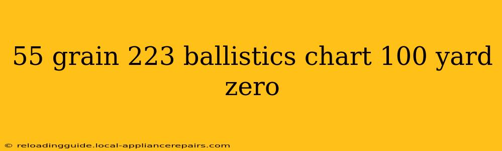 55 grain 223 ballistics chart 100 yard zero