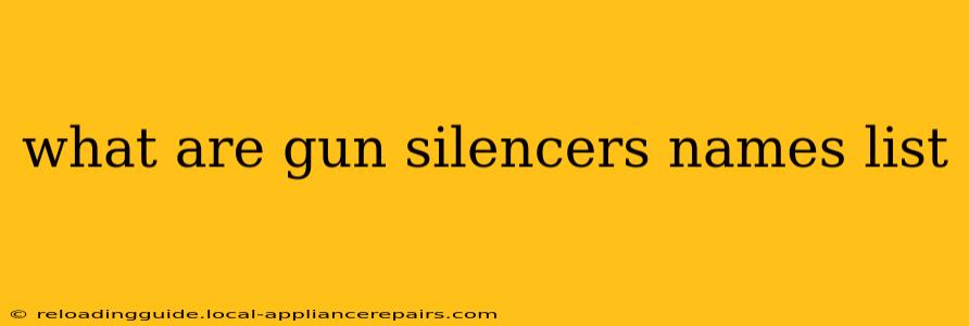 what are gun silencers names list